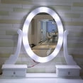 thumbnail image 6 of Vanity Desk with Mirror and Lights, Wood Makeup Dressing Table with Oval Mirror & Stool,3 Colors Lighting Modes,Modern Bedroom Dressing Table with 5 Drawers for Kids Girls Women, White, 6 of 9