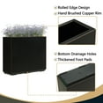 thumbnail image 3 of Metal Planter for Outdoor Plants 30Lx10Wx24H inches Tall Divider Planter Box 31 Pounds Black with Copper Rim, 3 of 6