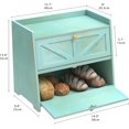 thumbnail image 5 of Vintage Double Layer Bread Box for Kitchen Counter Bamboo Bread Storage Container Large Capacity Bread Storage Bin (Antique Blue), 5 of 16