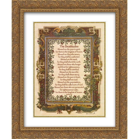 Beatitudes 2x Matted 15x18 Gold Ornate Framed Art Print