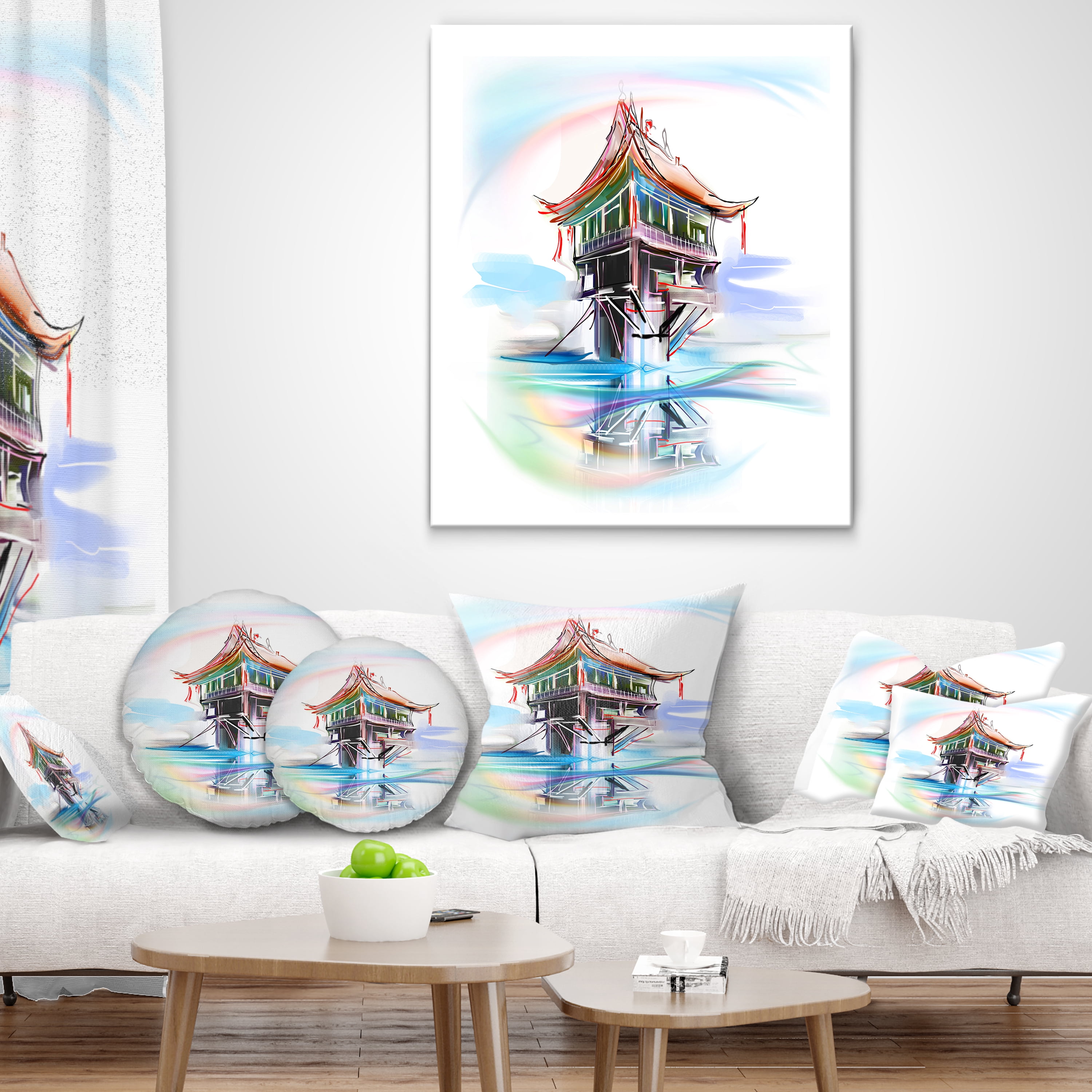 Designart Pagoda in Vietnam - Abstract Throw Pillow - 18x18