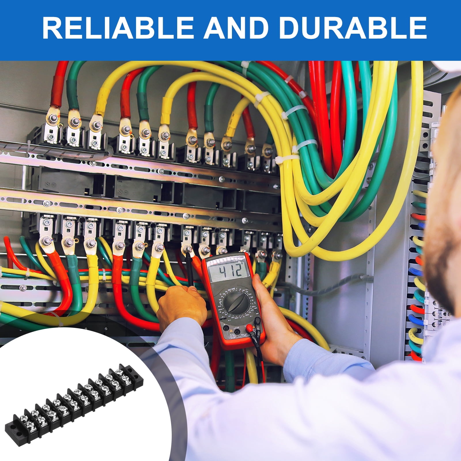 Uxcell 5Pcs Terminal Block 300V 20A Dual Rows 10P Terminals Barrier PA66 with 100Pcs 16A Heat Shrink Wire Fork Connector