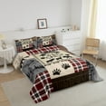 thumbnail image 2 of Farmhouse Cabin Bedding Set, Rustic Bear Deer Comforter Set King Size Woodland Moose Country Patchwork Quilt Teens Adult Women, Grid Claw Duvet Sets With 2 Pillow Cases, 2 of 5