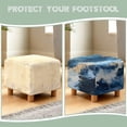 thumbnail image 6 of SCRAWLGOD Marble Print White Blue Ottoman Cover, Stretch Square Velvet Ottoman Slipcovers Foot Stool Cover for Living Room, Folding Storage Furniture Protector, 6 of 7