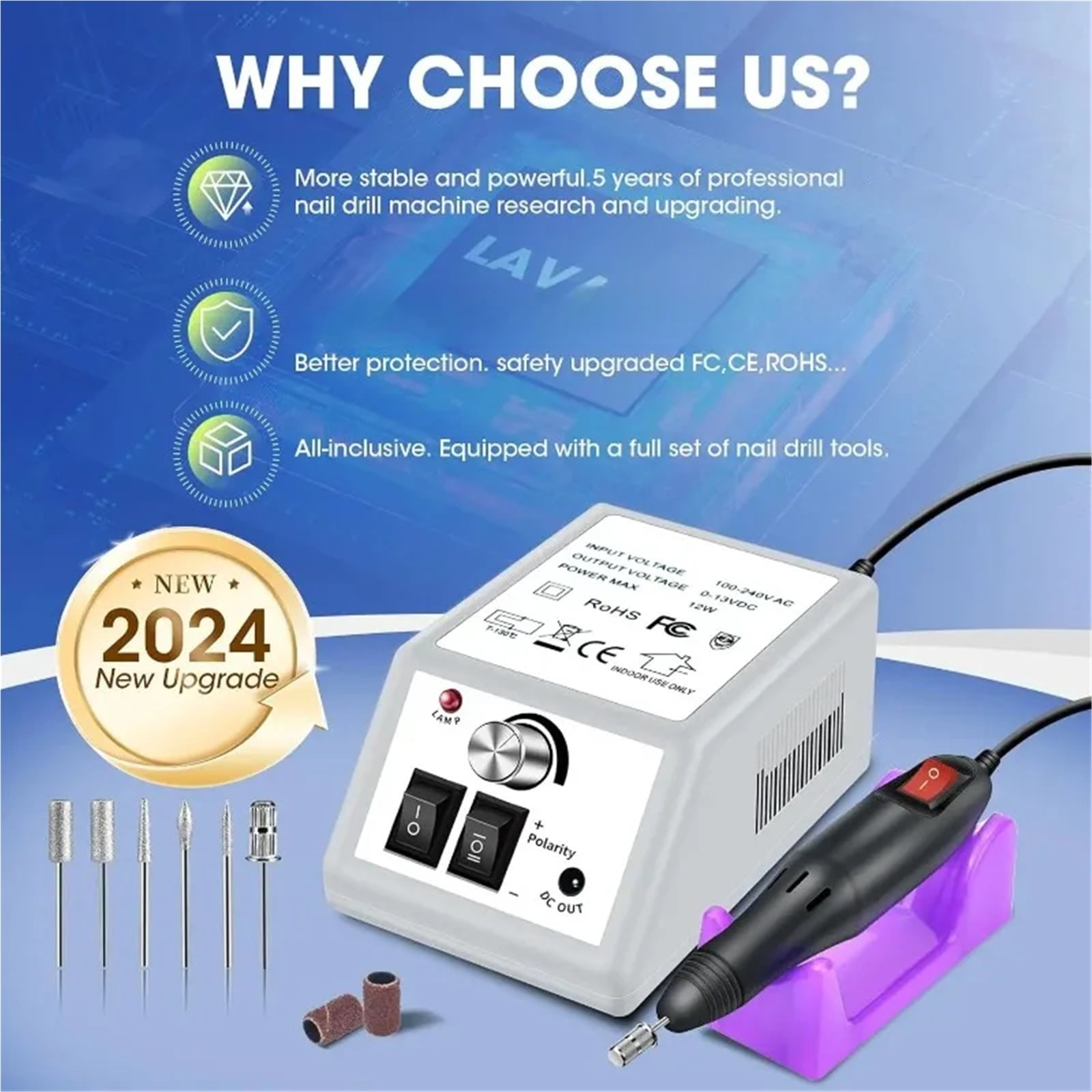 Professional Manicure Drill Machine Set for Gel Polish Removal, Nail Shaping, and Filing - Low Noise, Easy to Use