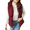 Wine Red, variant on Mengpipi Women's Lightweight Quilted Gilet Autumn Winter Sleeveless Hooded Belted Waist Stand Collar Thermal Coat with Side Pockets S-2XL
