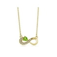 thumbnail image 3 of Gem Stone King 18K Yellow Gold Plated Silver Green Peridot Infinity Ring Pendant Jewelry Set for Women (0.81 Cttw, Gemstone August Birthstone, Heart 4MM, with 18 inch Silver Chain, Size 5), 3 of 5