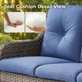 thumbnail image 3 of PARKWELL Outdoor 3 Seats Sofa - Rattan Wicker Patio Couch with Cushions - Steel Frame - Gray Wicker, Blue Cushions, 3 of 9