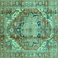 thumbnail image 1 of Ahgly Company Machine Washable Indoor Square Persian Turquoise Blue Traditional Area Rugs, 4' Square, 1 of 4