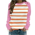 thumbnail image 4 of Women Crewneck Pullover Sweatshirt Casual Fall Fashion Color Block Loose Long Sleeve Tops Plain Sweatshirts Pink S, 4 of 5