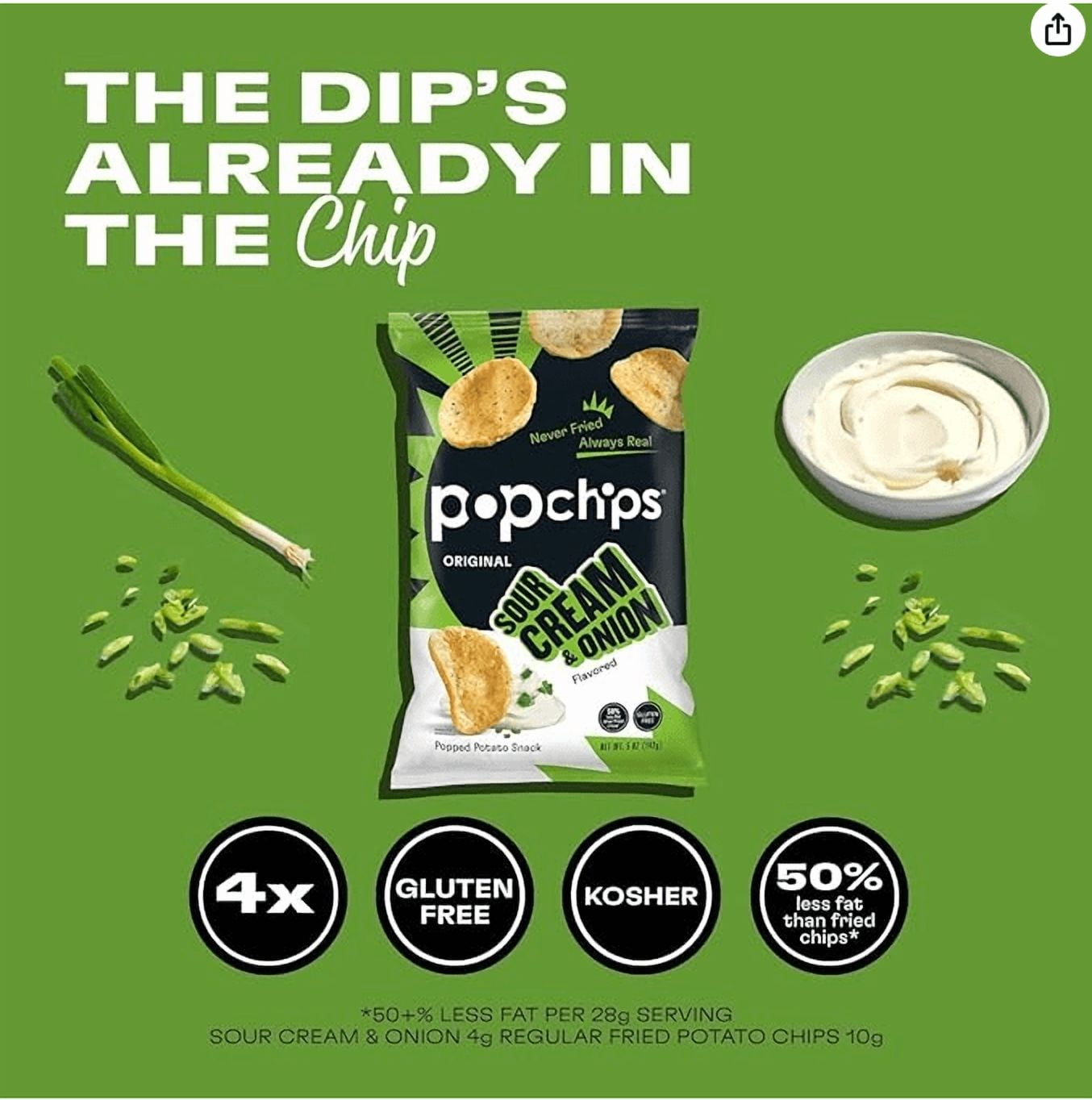 Popchips Potato Chips Sour Cream & Onion (6 Pack)