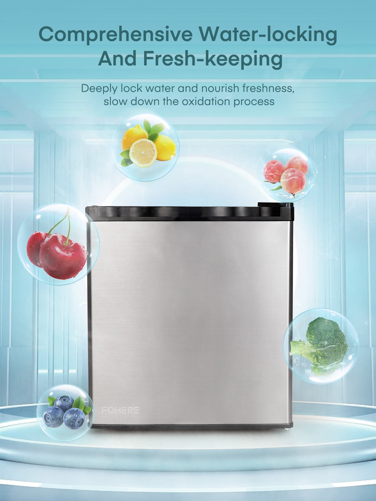 1.6 Cu.ft Fridge with Freezer, Small Fridge for Bedroom , Stainless Steel
