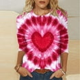 thumbnail image 2 of SELONE Pullover Sweaters for Women Valentine's Day Heart Print 3/4 Sleeve Sweatshirt Crewneck Tops Loose Outerwear, 2 of 5