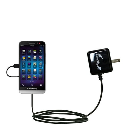 Gomadic Intelligent Compact AC Home Wall Charger suitable for the Blackberry Z30 - High output power with a convenient, foldable plug design - Uses Ti