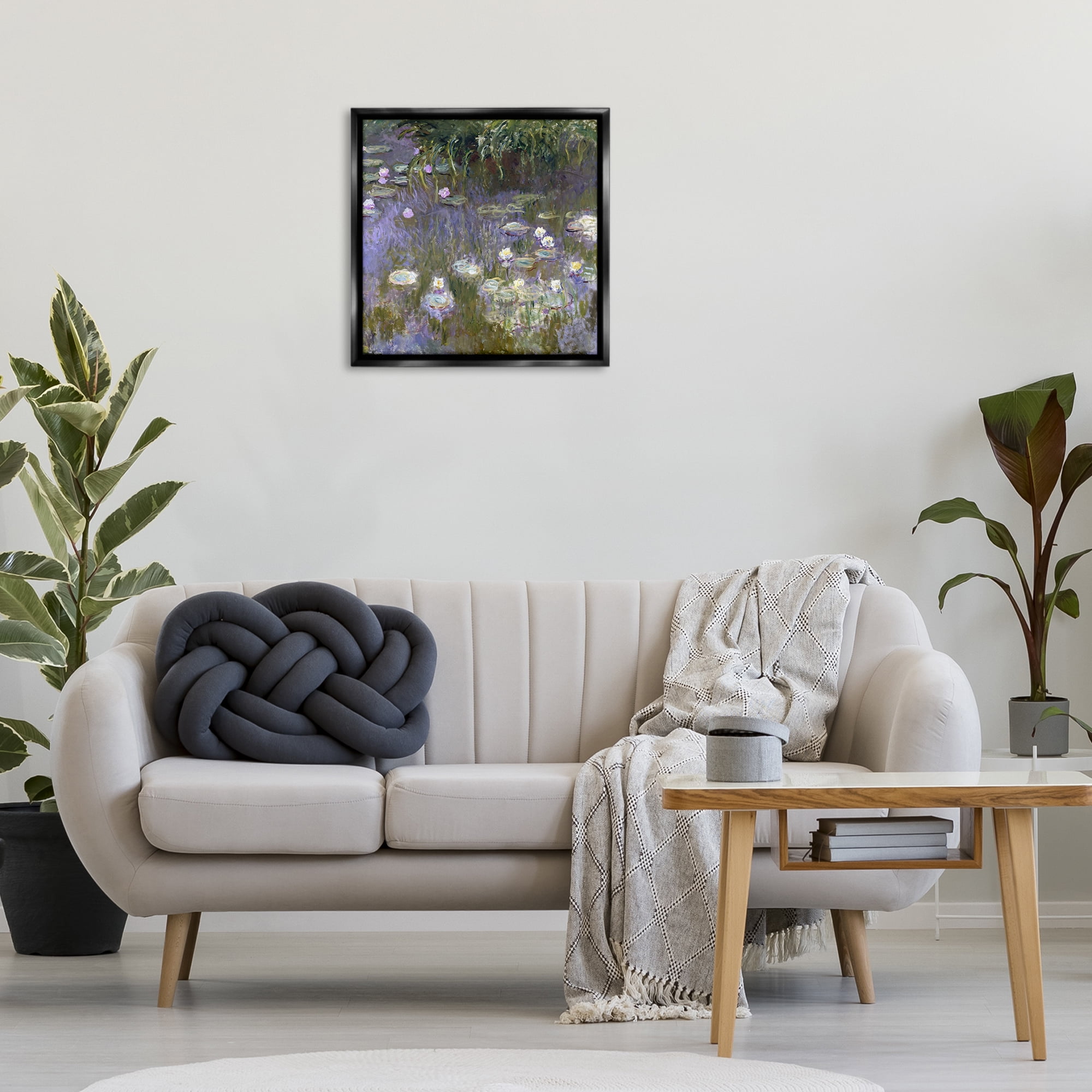 Stupell Industries Classical Water Lilies Monet Landscape & Nature Painting Black Floater Framed Canvas Art Print Wall Art, 25 x 25