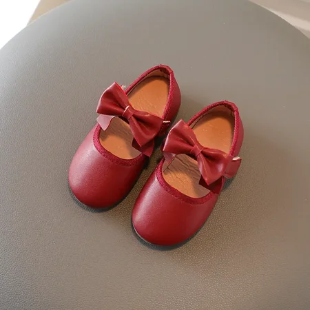 

GEDER-S Girls Cute Vintage Bow Mary Jane Shoes Non-slip Soft Sole Princess Shoes For Wedding Party Performance