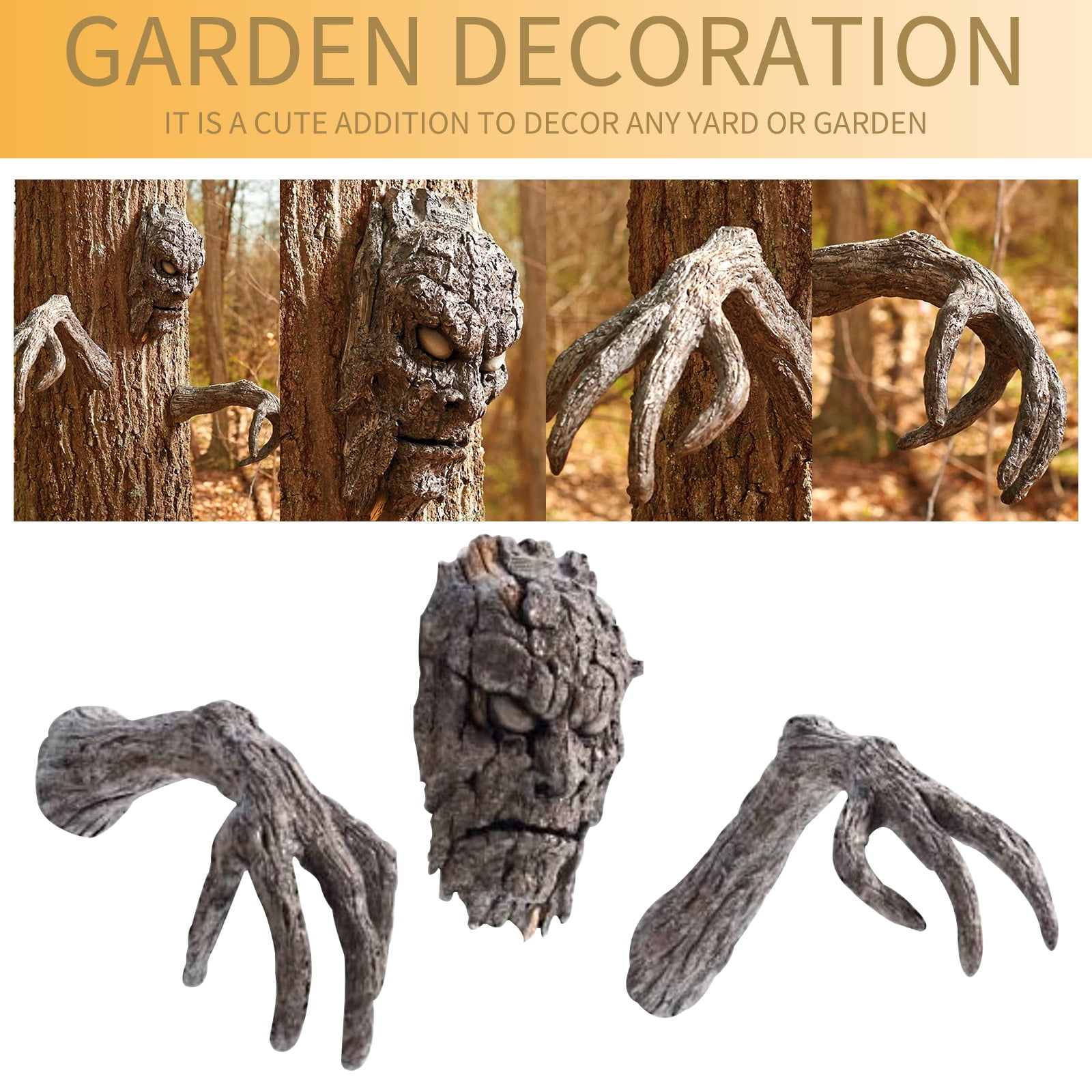 BLEEUS Tree Bark Face Halloween Outdoor Garden Statue Sculpture Decor Halloween Essential