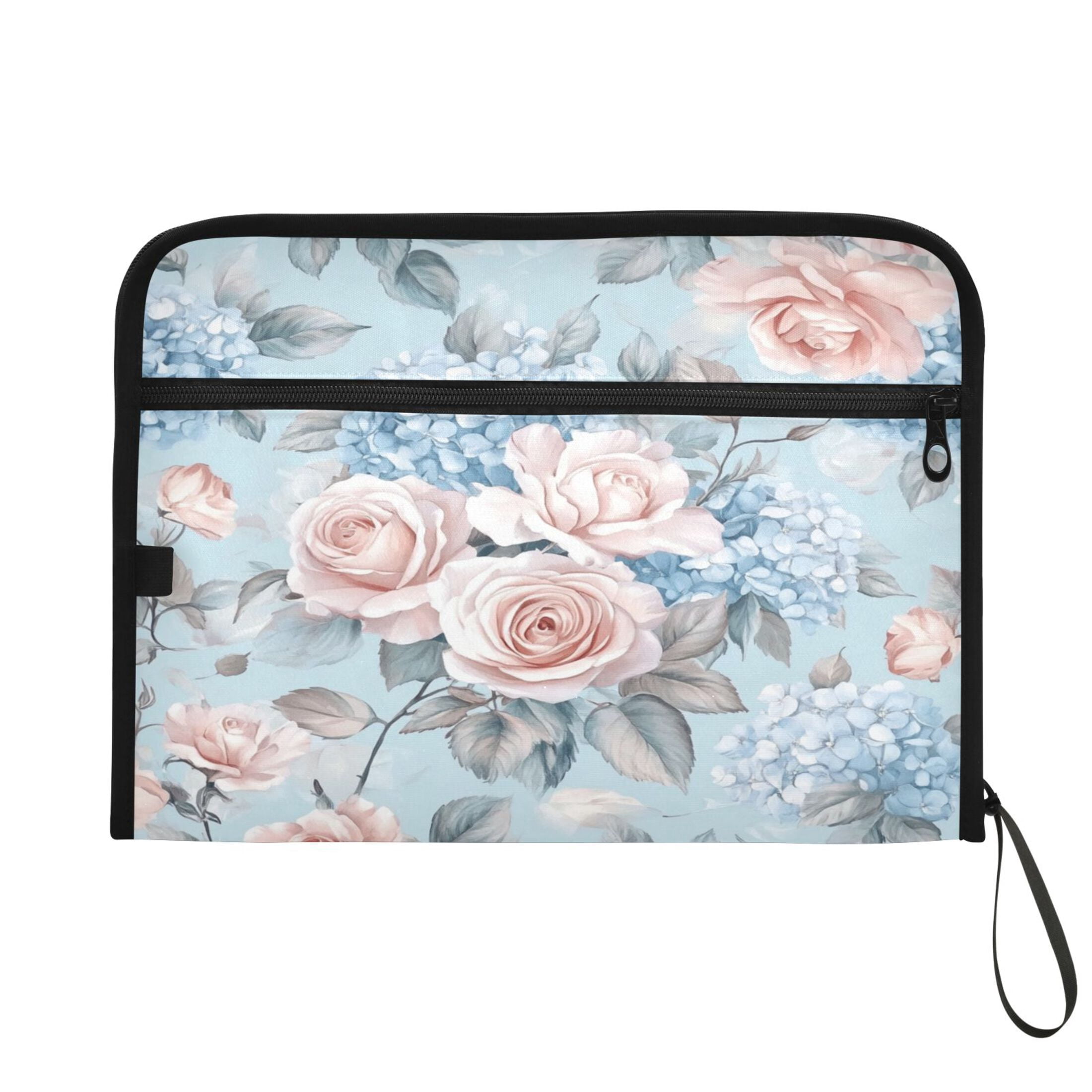 WOBOGO Light Pink Rose Pattern Expanding File Folder Letter Size Accordion Filing Organizer 13 Pocket Separate Organ Pocket