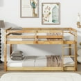 thumbnail image 2 of Miniyam Wood Twin over Twin Bunk Bed for Kids, Oak, 2 of 7