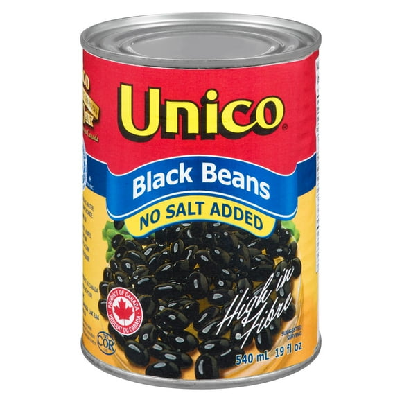 Unico No Salt Added Black Beans, Unico NSA Back Beans 540mL