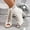 White, variant on Aueoeo Women's High Heel Boot Faux Leather Sandals Open Peep Toe High Top Sandals Lace Up Summer Boots Party Pump Shoes