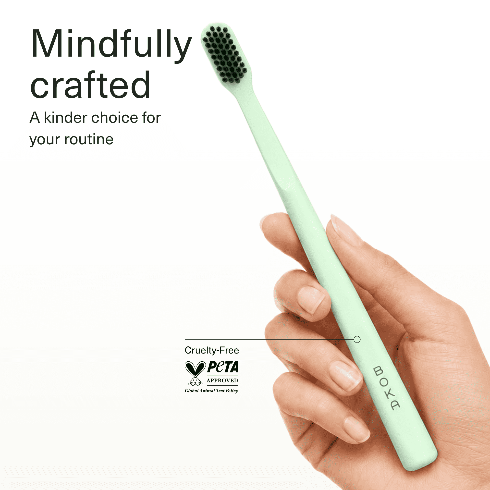 Boka Activated Charcoal Soft Bristle Toothbrush, Mint Green, 1 Pack
