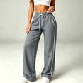 thumbnail image 5 of Bxsruta Women Track Pants Drawstring Elastic Waist Wide Leg Lounge Running Training Trousers, 5 of 8