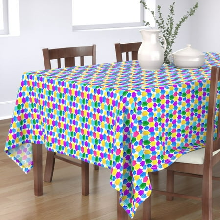 

Cotton Sateen Tablecloth 70 x 144 - Hanukkah Holiday Colorful Nursery Mosaic Watercolor Print Custom Table Linens by Spoonflower
