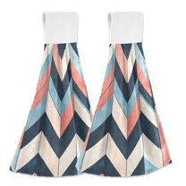 Yayeee Kitchen Hanging Hand Towels Set of 2 with Loop Bathroom Absorbent Tie Towel, Pink Geometric