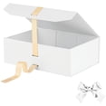 thumbnail image 5 of White Gift Box 10x7.3x3.5 Inches, Decorative Box with Ribbon, Empty Gift Box with Lid Magnetic Closure, Groomsman Box, Rectangle Collapsible Gift Boxes for Shirt (Matte White), 5 of 11