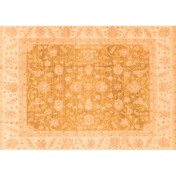 Ahgly Company Indoor Rectangle Oriental Orange Traditional Area Rugs, 7' x 9'