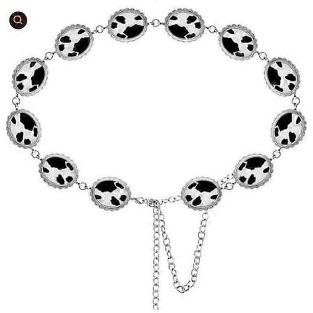 Cow Print Waist Chain Belt for Women Adjustable Acrylic Alloy Retro Vintage Boho Body Jewelry for Dresses Jeans Skirts Party Date And Daily Outfits