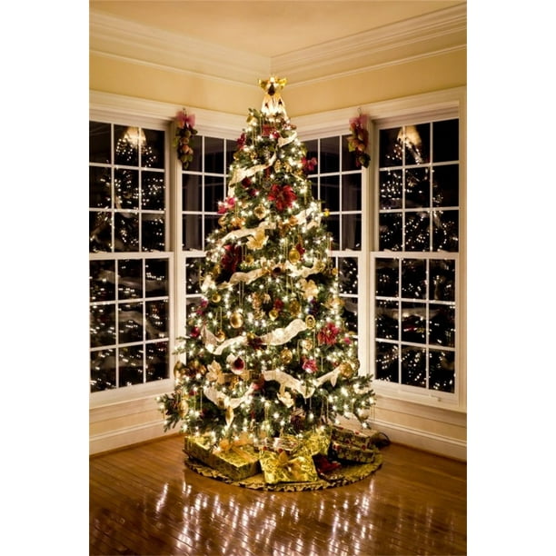 MOHome Polyster 5x7ft Christmas Tree Backdrop Xmas Indoor ...