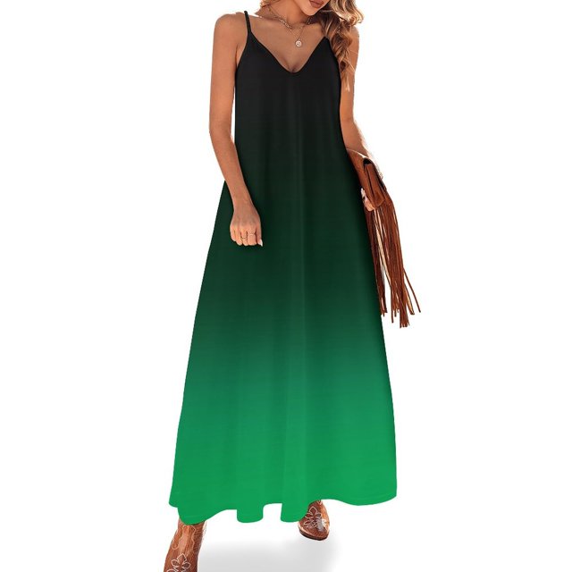 Vestido sin mangas verde ombré vestido verano vestido sexy para mujer