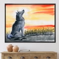 thumbnail image 2 of Designart 'Portrait Of Grey Wolf Howling At The Moon' Traditional Framed Canvas Wall Art Print, 2 of 5