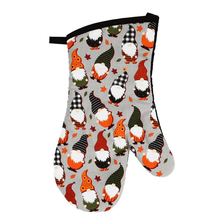 Whimsical Printed Gnome Halloween Oven Mitten, Pot Holders, and Towel Set