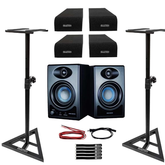 Clutch CL-SG3BT Sonic Groove 3.5" 2-Way Desktop Monitor Speakers with Stands Package