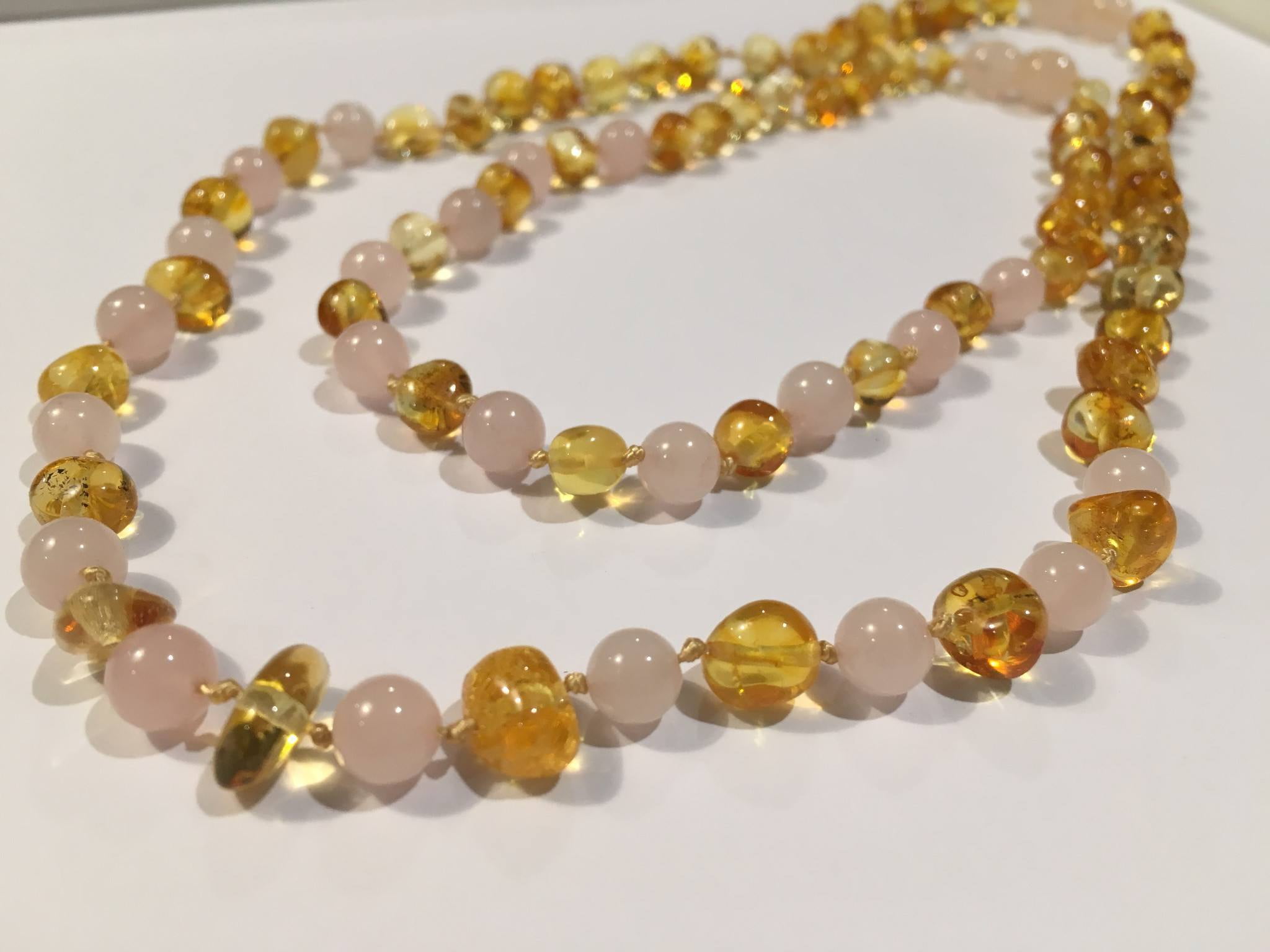 rose quartz teething necklace