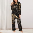 thumbnail image 2 of Fotbe Vintage Metal Dragon Conjunto de Pijama de Manga Larga para Mujer con Estampado, Ropa de Dormir de 2 Piezas, Conjunto de Casa Suave y Cómodo con Bolsillos-Small, 2 of 7