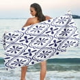thumbnail image 7 of Coolnut Blue and White Floral Pattern Beach Towel - Lightweight Compact Oversized Travel Towels - Super Absorbent Quick Dry Towel for Swimming Camping Holiday（560） Wash cloth, 7 of 7