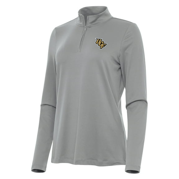 Women's Antigua Gray UCF Knights Reprocess Quarter-Zip Top