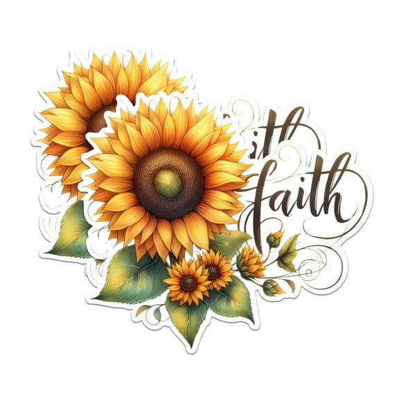(2 Pack) Sunflower Faith Magnets - Inspirational Flower Magnets - Motivational Home Decor Magnets- 5" On Longest Side - for Fridges, Toolboxes, Cars - Made in USA - MAG2558