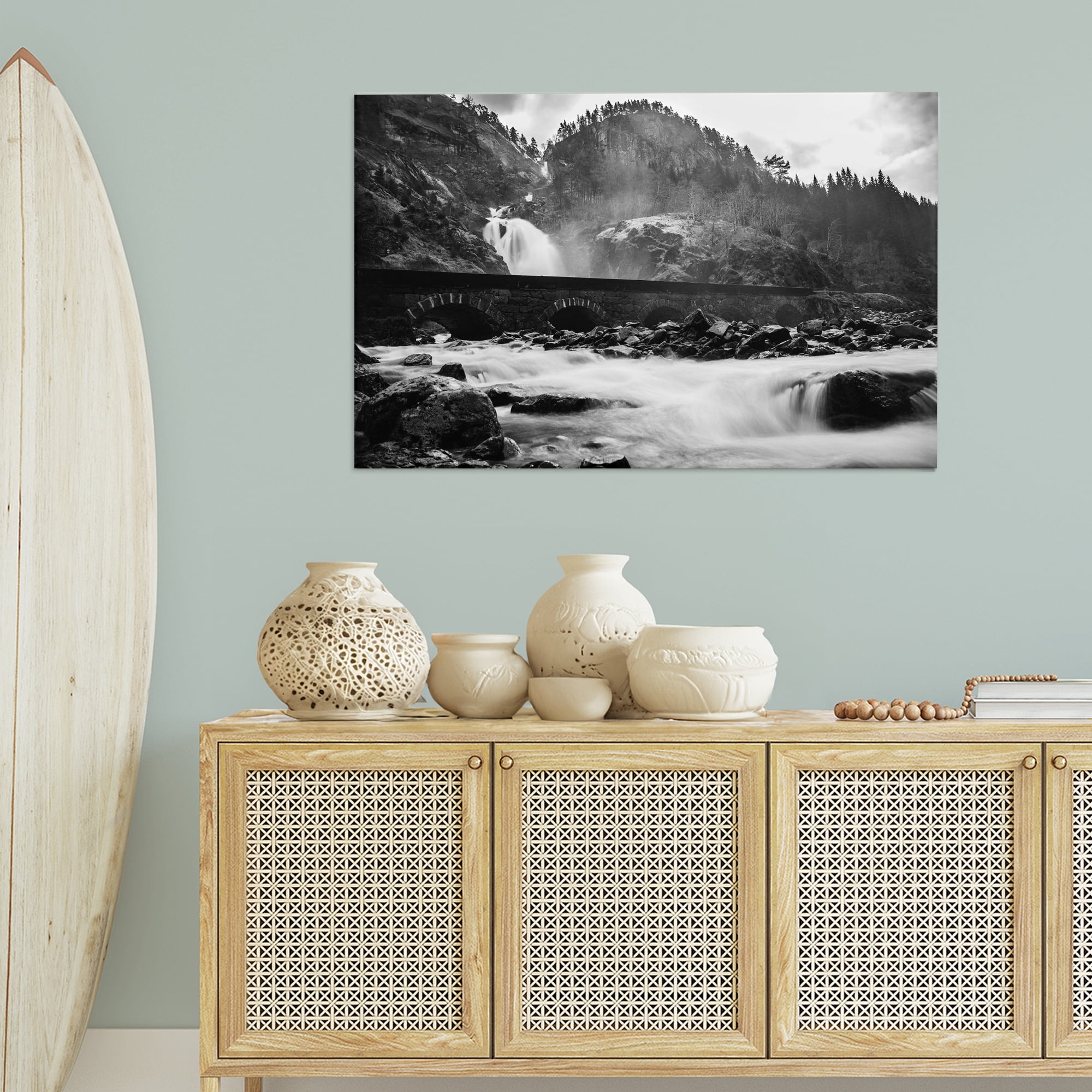 Stupell Industries Waterfall Ravine Photography Landscape & Nature Photography Wrapped Canvas Art Print Wall Art, 45 x 30