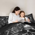 thumbnail image 4 of Castle Fairy Boho Skull Butterfly Twin Comforter Sets 2pcs,Spooky Rose Bedding Set,Gray Black,1 Comforter and 1 Pillowcase,Black Reversible, 4 of 6