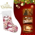 thumbnail image 4 of RMDQTR Christmas Stockings for Xmas Gifts - Large Size Festive Holiday Decor for Family Pink Watercolor Snowmen and Flowers, 4 of 8