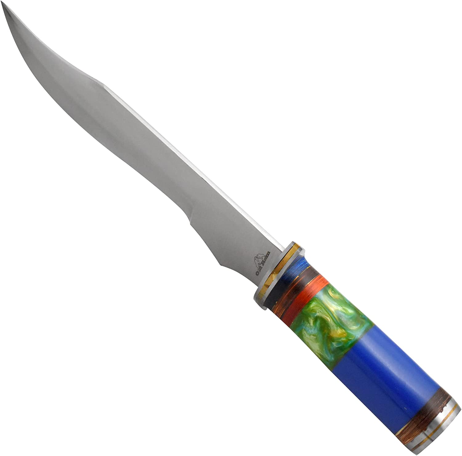 Old Ram Handmade Fixed Blade Heavy Duty Wood and Blue Resin Handle Hunting Knife