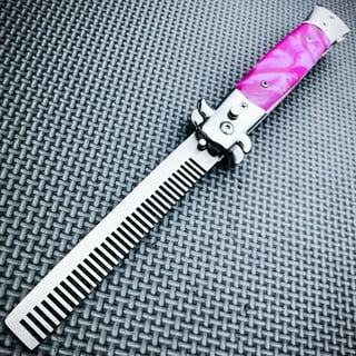 Defender Flick Knife Comb Switch Blade Brush Novelty Toy 50's Fancy Dress Pearl