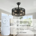 thumbnail image 5 of Bella Depot 18 Inches Woven Rope Drum Ceiling Fan with Light and Remote Control, 3-Speed Reversible Fan, 5 of 6