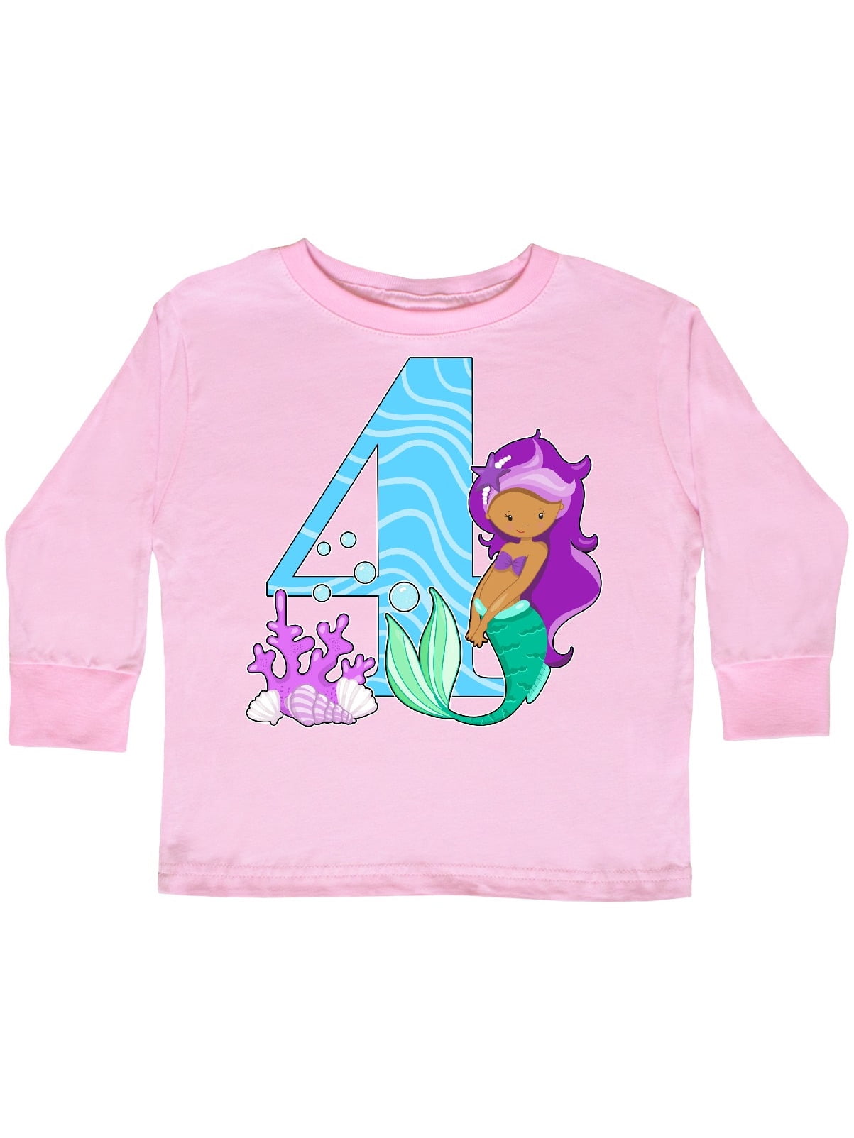 Purple Hair inktastic Cute Little Mermaid Purple Toddler Long Sleeve T-Shirt