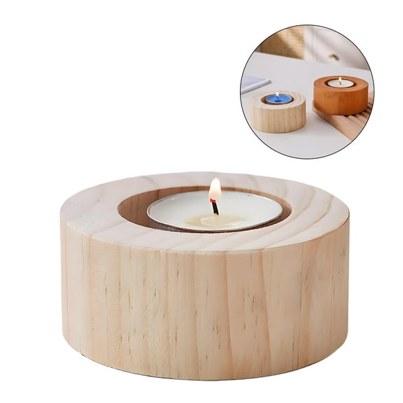 HIBIBUD Wax Melt Warmer,Pine Wood Candle Lamp,Creative Round Shape Candle Warmer,style3